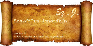Szakáts Jonatán névjegykártya
